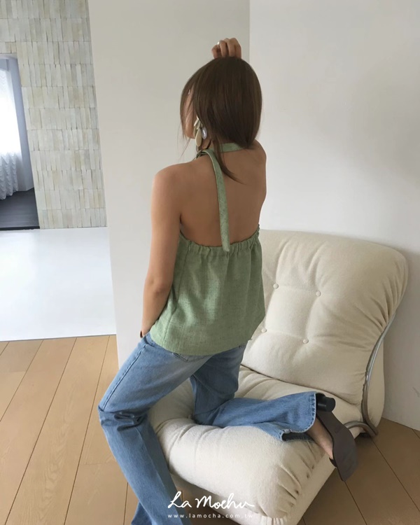 削肩掛脖小香背心